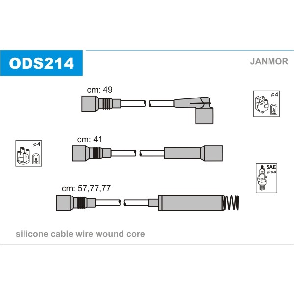 Слика на Кабли за свеќици - комплет сет кабли JANMOR ODS214