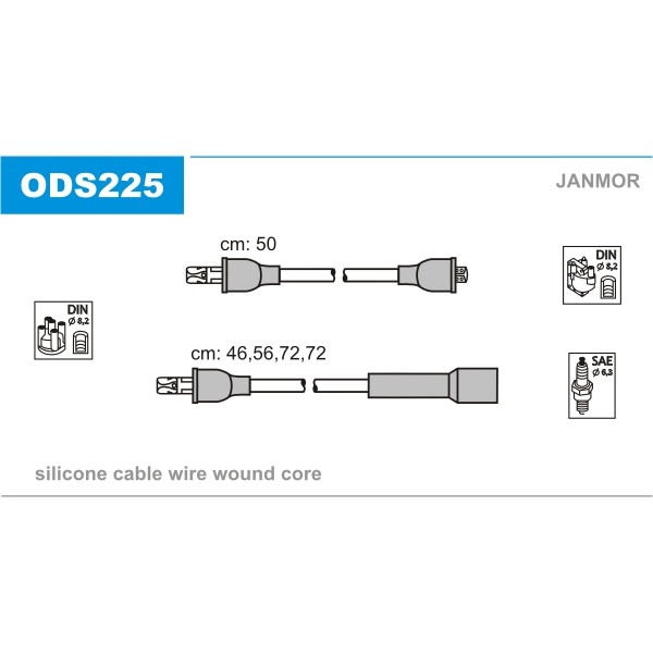 Слика на Кабли за свеќици - комплет сет кабли JANMOR ODS225