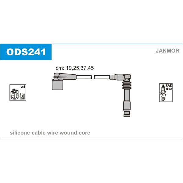 Слика на кабли за свеќици - комплет сет кабли JANMOR ODS241 за Opel Vectra B 1.8 i 16V - 115 коњи бензин