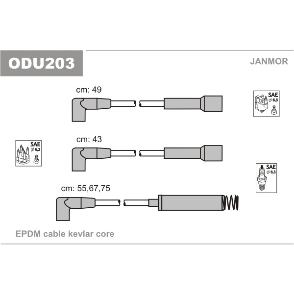 Слика на Кабли за свеќици - комплет сет кабли JANMOR ODU203