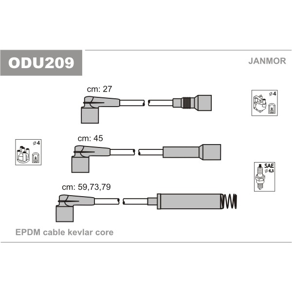 Слика на Кабли за свеќици - комплет сет кабли JANMOR ODU209