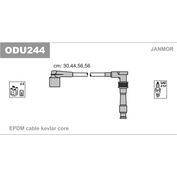 Слика на кабли за свеќици - комплет сет кабли JANMOR ODU244 за Opel Astra F Classic Hatchback 1.6 i 16V - 101 коњи бензин