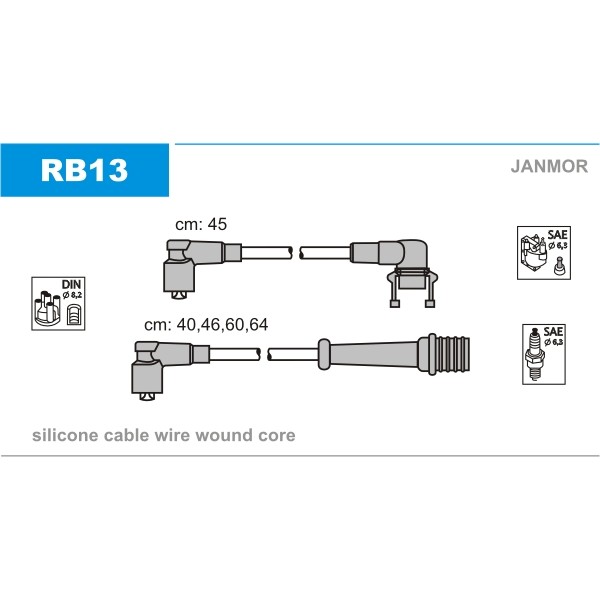 Слика на кабли за свеќици - комплет сет кабли JANMOR RB13 за Renault Espace 1 2.0 (J/S112) - 101 коњи бензин