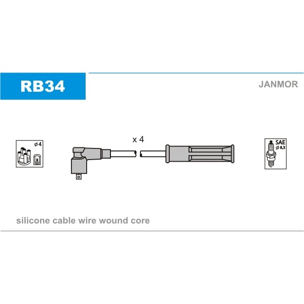 Слика на Кабли за свеќици - комплет сет кабли JANMOR RB34