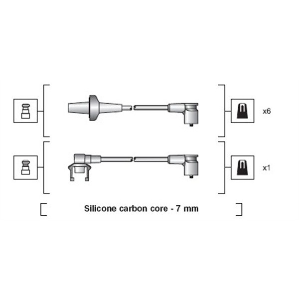 Слика на кабли за свеќици - комплет сет кабли MAGNETI MARELLI 941318111001 за Renault 25 (B29) 2.4 V6 Turbo (B295) - 181 коњи бензин