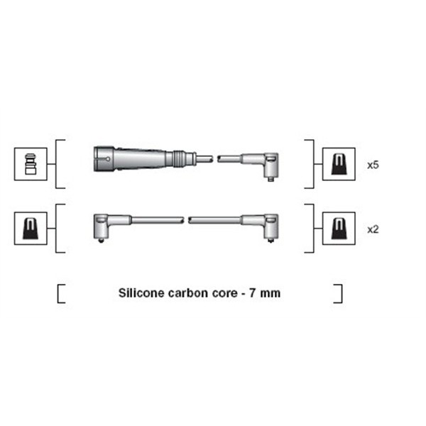Слика на кабли за свеќици - комплет сет кабли MAGNETI MARELLI 941318111047 за Audi 100 Sedan (44, 44Q, C3) 2.3 E - 136 коњи бензин