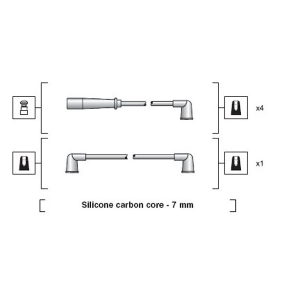 Слика на кабли за свеќици - комплет сет кабли MAGNETI MARELLI 941318111184 за Suzuki Samurai (SJ) 1.3 (SJ 413) - 64 коњи бензин