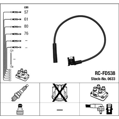 Слика на кабли за свеќици - комплет сет кабли NGK 0633 за Ford Fiesta MK 3 (gfj) 1.1 - 50 коњи бензин