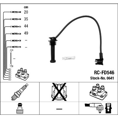 Слика на кабли за свеќици - комплет сет кабли NGK 0641 за Ford Escort MK 6 Estate (gal) 1.6 i 16V - 90 коњи бензин