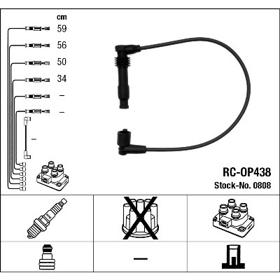 Слика на кабли за свеќици - комплет сет кабли NGK 0808 за Opel Astra F Classic Hatchback 1.6 i 16V - 101 коњи бензин