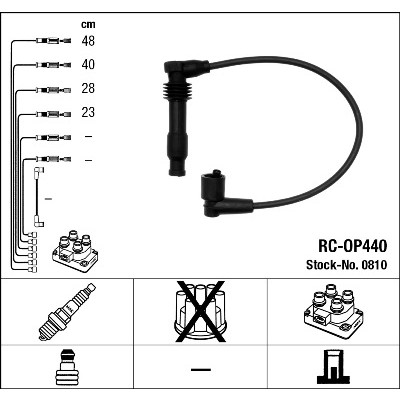 Слика на кабли за свеќици - комплет сет кабли NGK 0810 за Daewoo Rezzo 2.0 - 128 коњи бензин