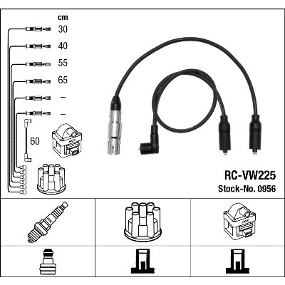 Слика на кабли за свеќици - комплет сет кабли NGK 0956 за VW Polo 3 Classic (6kv2) 100 - 100 коњи бензин