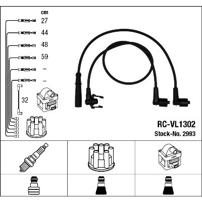 Слика на кабли за свеќици - комплет сет кабли NGK 2993 за Volvo 440K (445) 2.0 - 110 коњи бензин