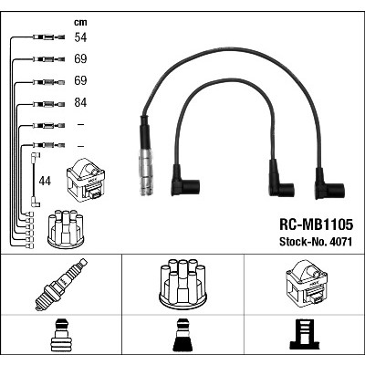 Слика на кабли за свеќици - комплет сет кабли NGK 4071 за Mercedes 190 (w201) E 2.0 - 126 коњи бензин