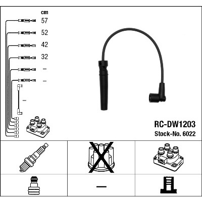 Слика на Кабли за свеќици - комплет сет кабли NGK 6022