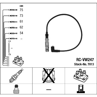 Слика на кабли за свеќици - комплет сет кабли NGK 7013 за VW Jetta 4 Estate (1J6) 2.3 V5 - 150 коњи бензин