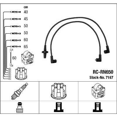 Слика на кабли за свеќици - комплет сет кабли NGK 7167 за Renault 25 (B29) 2.7 V6 Injection (B298) - 141 коњи бензин