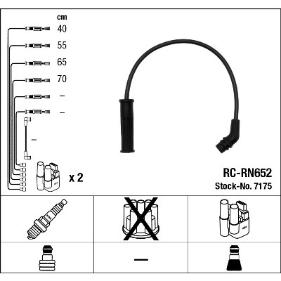 Слика на кабли за свеќици - комплет сет кабли NGK 7175 за Renault Megane 1 (BA0-1) 1.6 e (BA0F, BA0S) - 90 коњи бензин