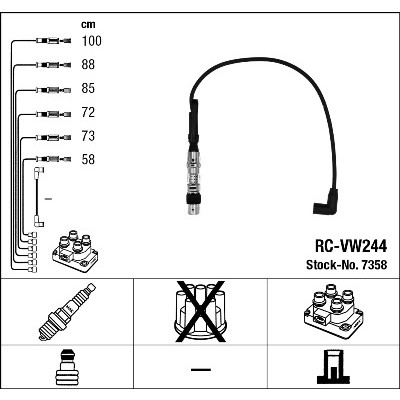 Слика на кабли за свеќици - комплет сет кабли NGK 7358 за VW Jetta 4 (1J2) 2.8 V6 4motion - 204 коњи бензин