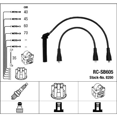 Слика на кабли за свеќици - комплет сет кабли NGK 8200 за Saab 900 Convertible 2.0 -16 - 126 коњи бензин