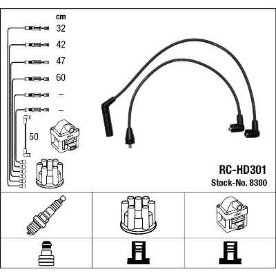 Слика на кабли за свеќици - комплет сет кабли NGK 8300 за Hyundai Atos (MX) 1.1 - 61 коњи бензин