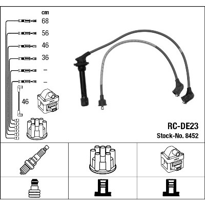 Слика на кабли за свеќици - комплет сет кабли NGK 8452 за Daihatsu Charade 4 G200,G202 1.6 GTi - 105 коњи бензин