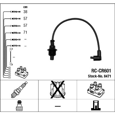 Слика на кабли за свеќици - комплет сет кабли NGK 8471 за Citroen Jumper BUS 230P 2.0  4x4 - 109 коњи бензин