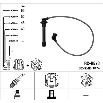 Слика на кабли за свеќици - комплет сет кабли NGK 8474 за Honda Accord 7 Saloon (CG,CK) 1.8 i - 136 коњи бензин