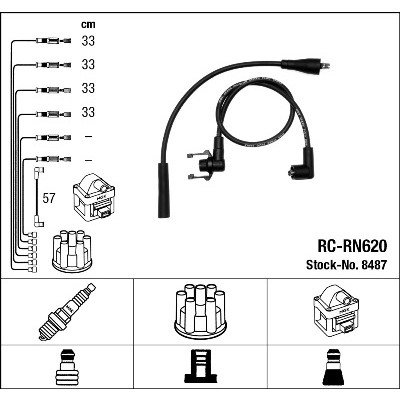 Слика на кабли за свеќици - комплет сет кабли NGK 8487 за Renault Rapid Box 1.1 (F401) - 45 коњи бензин