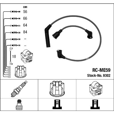 Слика на Кабли за свеќици - комплет сет кабли NGK 9302