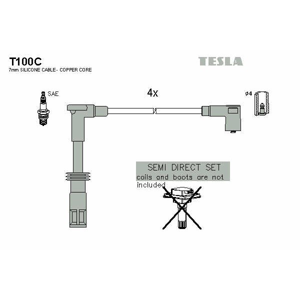 Слика на Кабли за свеќици - комплет сет кабли TESLA T100C