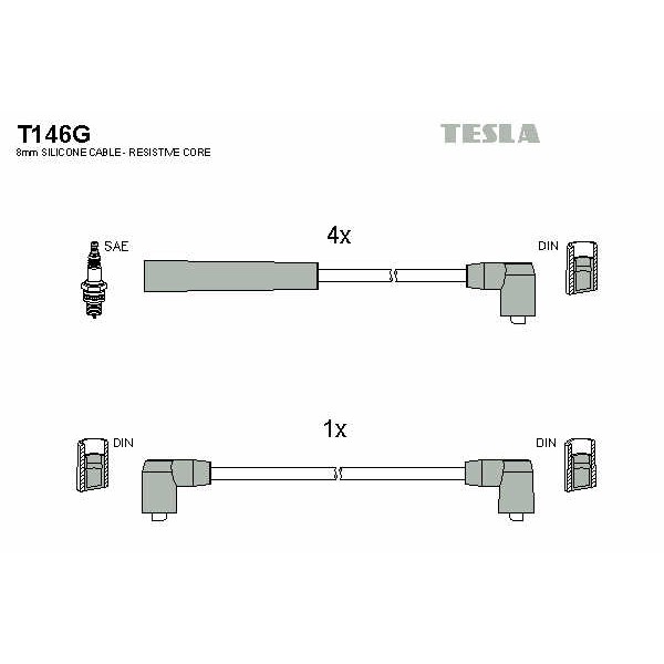 Слика на Кабли за свеќици - комплет сет кабли TESLA T146G