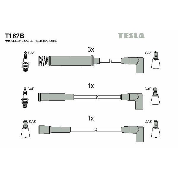 Слика на Кабли за свеќици - комплет сет кабли TESLA T162B