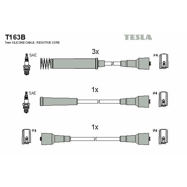 Слика на кабли за свеќици - комплет сет кабли TESLA T163B за Opel Omega A 1.8 S - 90 коњи бензин