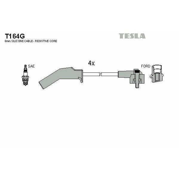 Слика на кабли за свеќици - комплет сет кабли TESLA T164G за Ford Fiesta MK 4 (ja,jb) 1.3 i - 60 коњи бензин