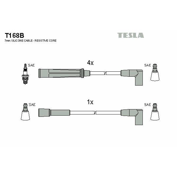 Слика на Кабли за свеќици - комплет сет кабли TESLA T168B
