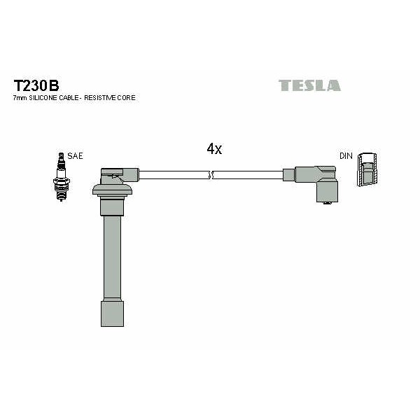 Слика на кабли за свеќици - комплет сет кабли TESLA T230B за Honda Civic 5 Saloon (EG,EH) 1.6 16V Vtec (EH9) - 125 коњи бензин