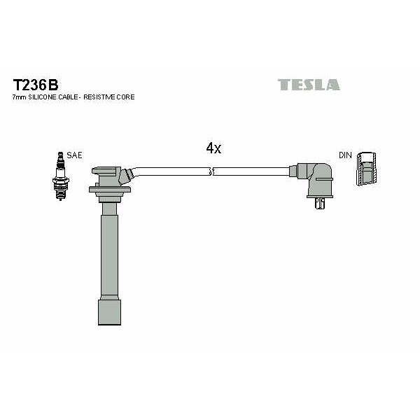 Слика на Кабли за свеќици - комплет сет кабли TESLA T236B