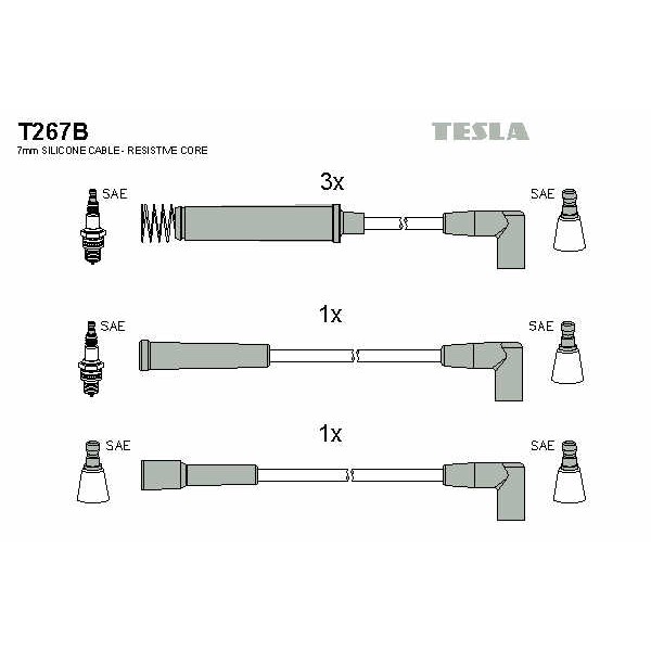 Слика на Кабли за свеќици - комплет сет кабли TESLA T267B