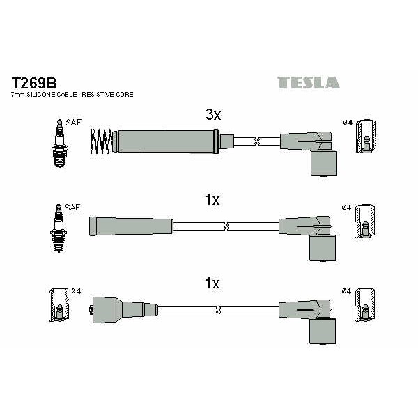 Слика на Кабли за свеќици - комплет сет кабли TESLA T269B