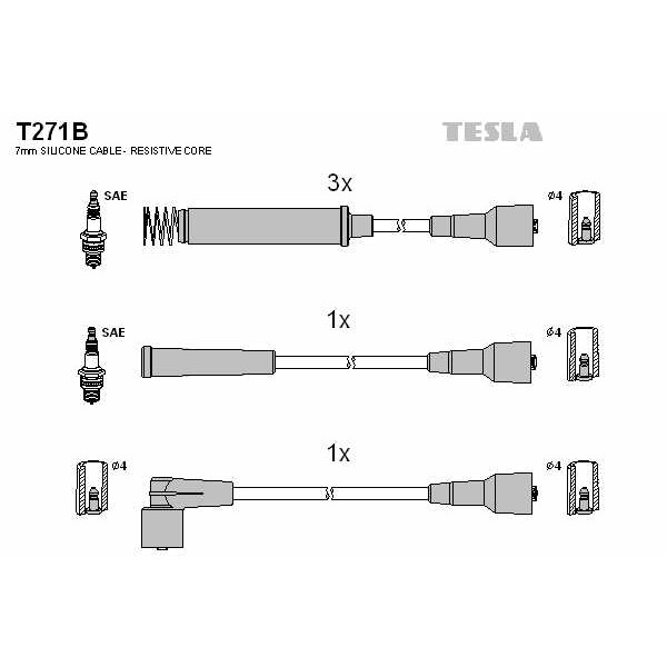 Слика на Кабли за свеќици - комплет сет кабли TESLA T271B