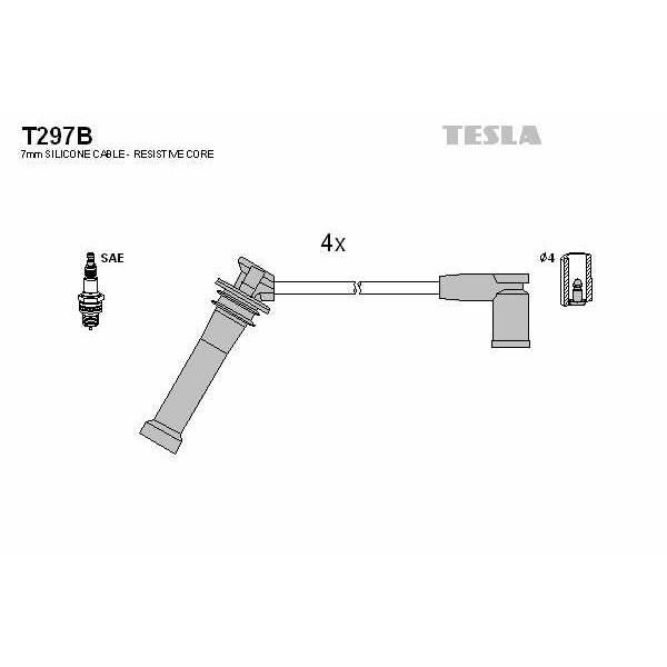 Слика на Кабли за свеќици - комплет сет кабли TESLA T297B