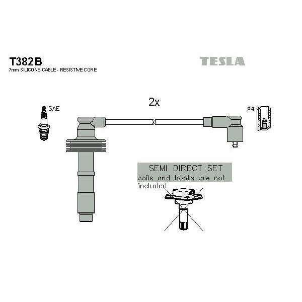 Слика на кабли за свеќици - комплет сет кабли TESLA T382B за Volvo S40 Sedan (VS) 2.0 T - 165 коњи бензин