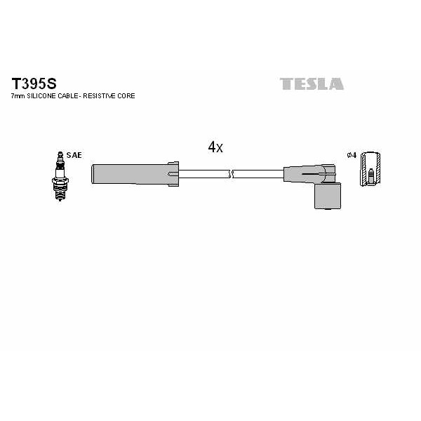 Слика на кабли за свеќици - комплет сет кабли TESLA T395S за Lada 2111 1.5 - 78 коњи бензин