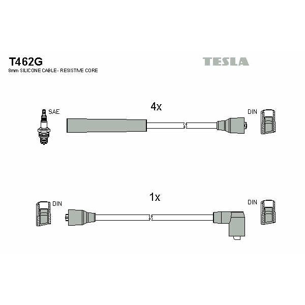 Слика на Кабли за свеќици - комплет сет кабли TESLA T462G