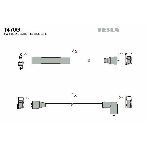 Слика на Кабли за свеќици - комплет сет кабли TESLA T470G