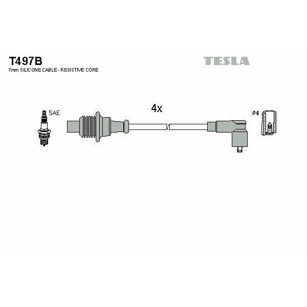 Слика на кабли за свеќици - комплет сет кабли TESLA T497B за Citroen ZX Break N2 1.8 i - 101 коњи бензин