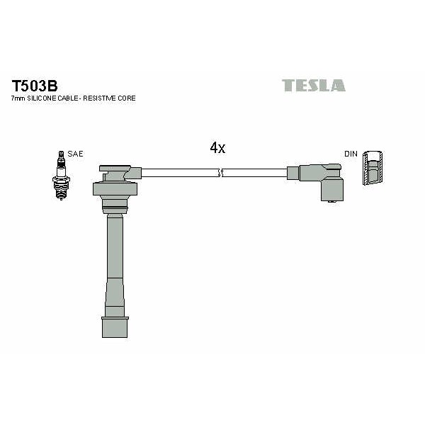 Слика на кабли за свеќици - комплет сет кабли TESLA T503B за Mitsubishi Chariot (N3 W,N4 W) 2.4 - 120 коњи бензин