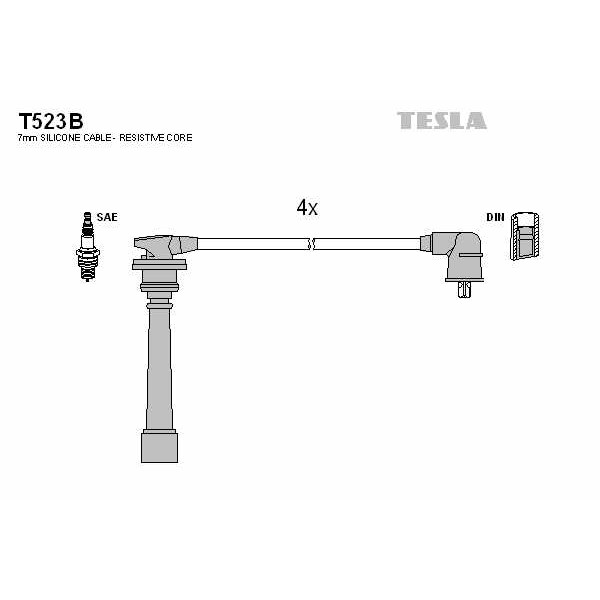 Слика на Кабли за свеќици - комплет сет кабли TESLA T523B