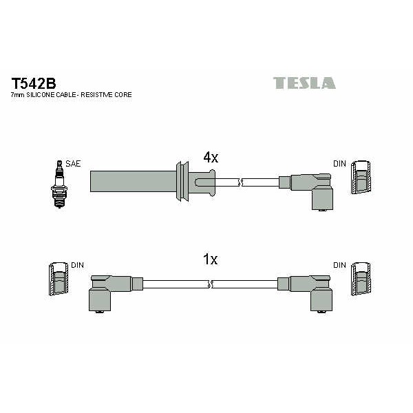 Слика на Кабли за свеќици - комплет сет кабли TESLA T542B